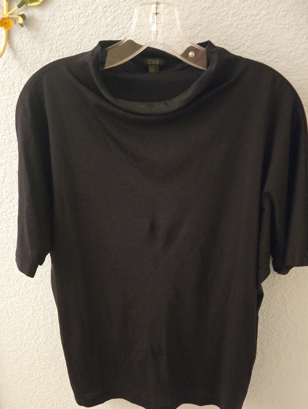 COS Black Mock Neck Short Sleeve Tee